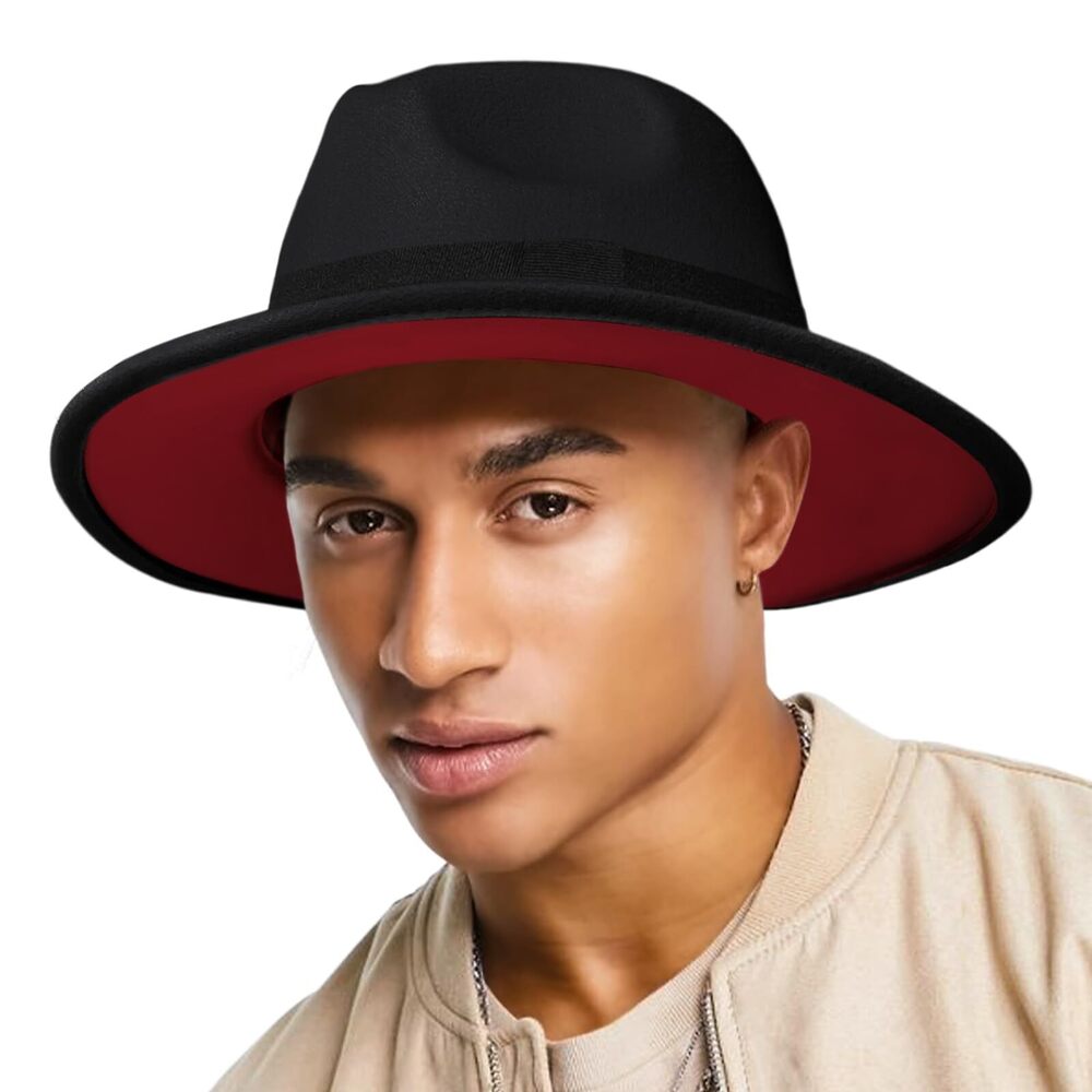 4717 Two Tone Fedora Hats and Wide Brim Fedora Hats Rancher Hat Panama Hat